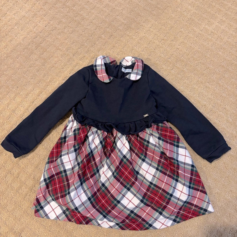 Plaid Dress with Navy Top